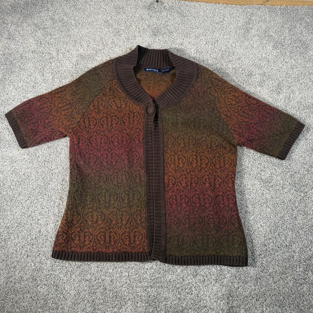 Vtg Y2K Architect Cardigan Sweater M Boho Art Teacher Eclectic Whimsigoth Retro